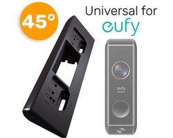 Made for EUFY - Universele 45° Hoekbeugel wig voor slimme camera deurbel // Zwart Kunststof // Inclusief schroeven // Geschikt voor Slim T8220 / Dual T8213 / E340 T8214 / 2K Wired T8200 / 2K Wireless T8210