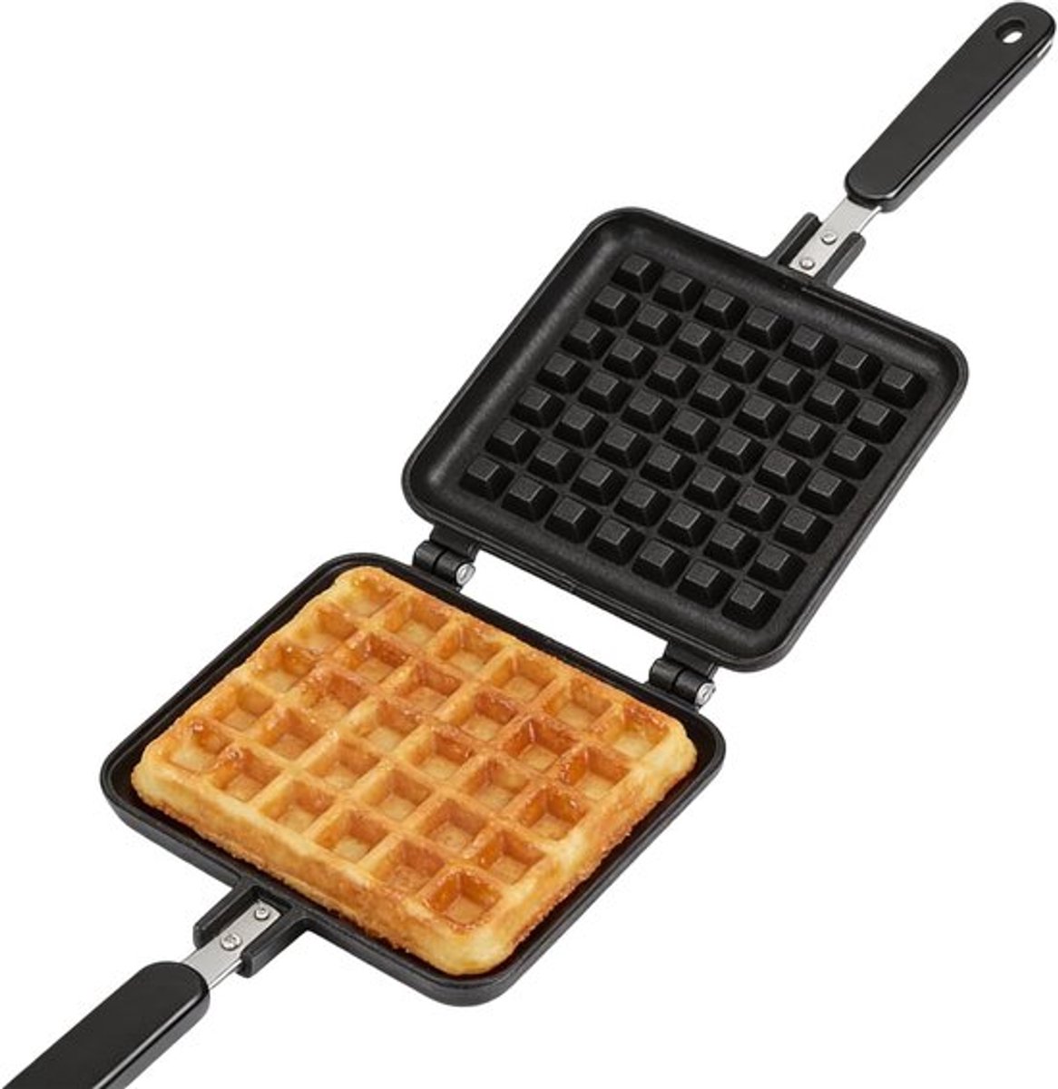 - Wafelijzer - Gietijzer - Antiaanbaklaag - Ontbijt - Kookgerei - Bakgerei - Geschikt voor Wafels - Zwart - 5.5 X 12.4 Inch