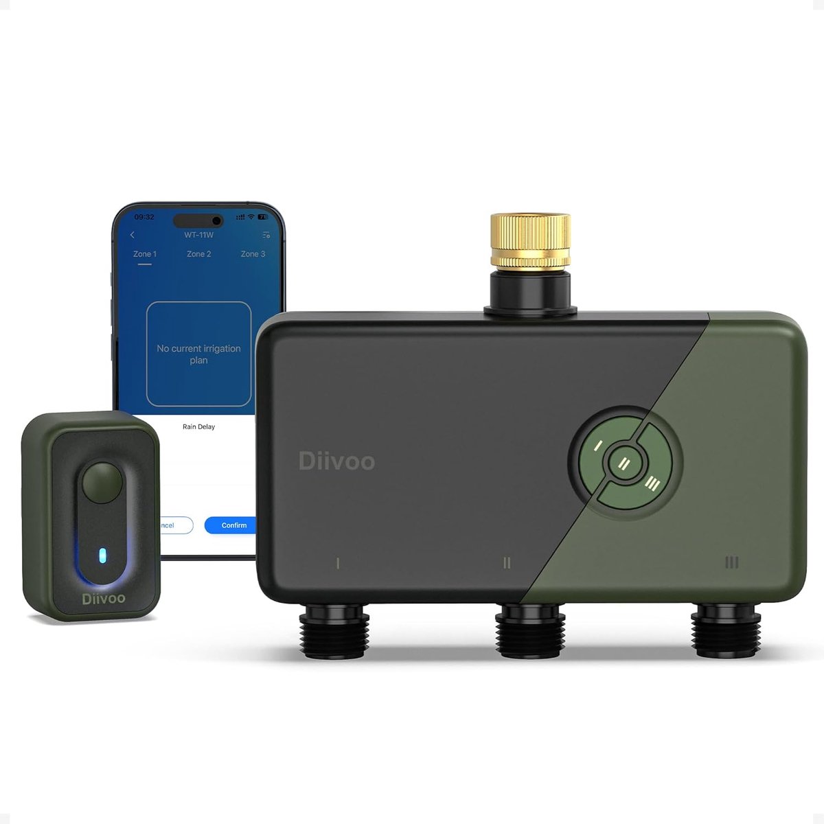 SnelShoppen - 3-Zone WiFi Irrigatie Computer met Messing Aansluiting, Slimme Tuinirrigatie Timer, 3 Uitgangen, Compatibel met Alexa en Google Assisten