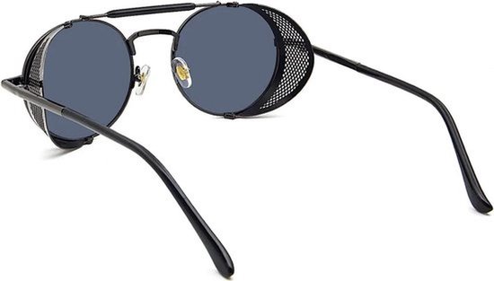 Zwarte en grijze lenzen met pistoolmontuur, steampunk-retrostijl, zonnebril voor dames en heren, UV400-bescherming, ronde bril, retro-gotische bril voor dames/heren van Merkloos — afbeelding 3