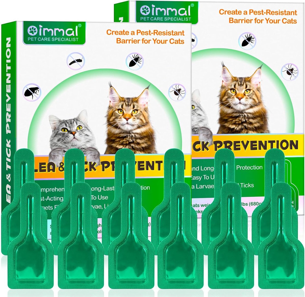 SnelShoppen - Natuurlijke Flea- en Tekenbescherming voor Katten - Effectieve Ontwormingsdruppels met 2 x 6 Pipetten - Veilig en Snel Werkend voor Zach