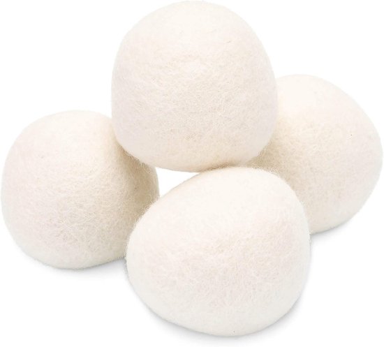 SnelShoppen - Trocknerbälle 4er Set - Natuurlijke Wol Droogballen - Hypoallergeen, Vrij van Chemische Stoffen - Perfect voor Babywas en Gevoelige Huid