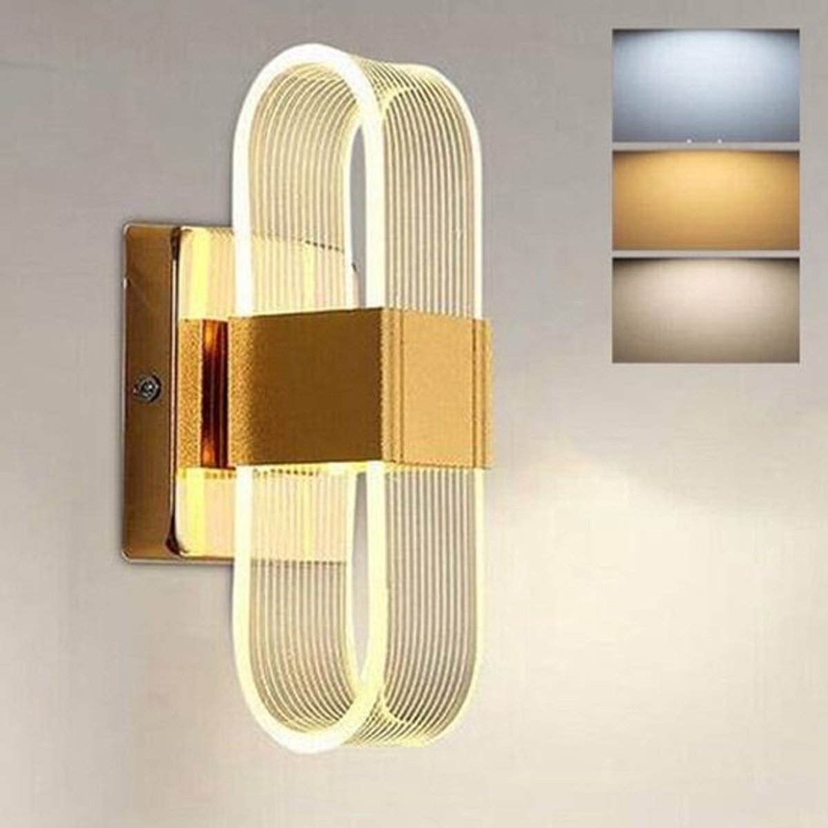 LED-wandlamp - 12W dimbaar, 3 kleurtemperaturen - Geschikt voor huis, slaapkamer en hal - 