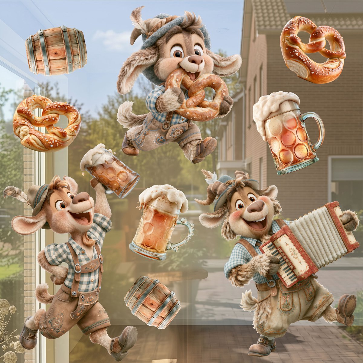 Oktoberfeest raamstickers uitbreiding LARGE | Oktoberfest raamdecoratie