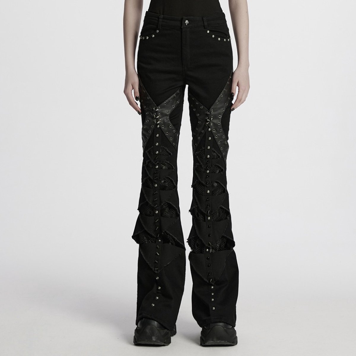 Punk Rave - Fallout Post Apocalyptic Flared broek - S - Zwart