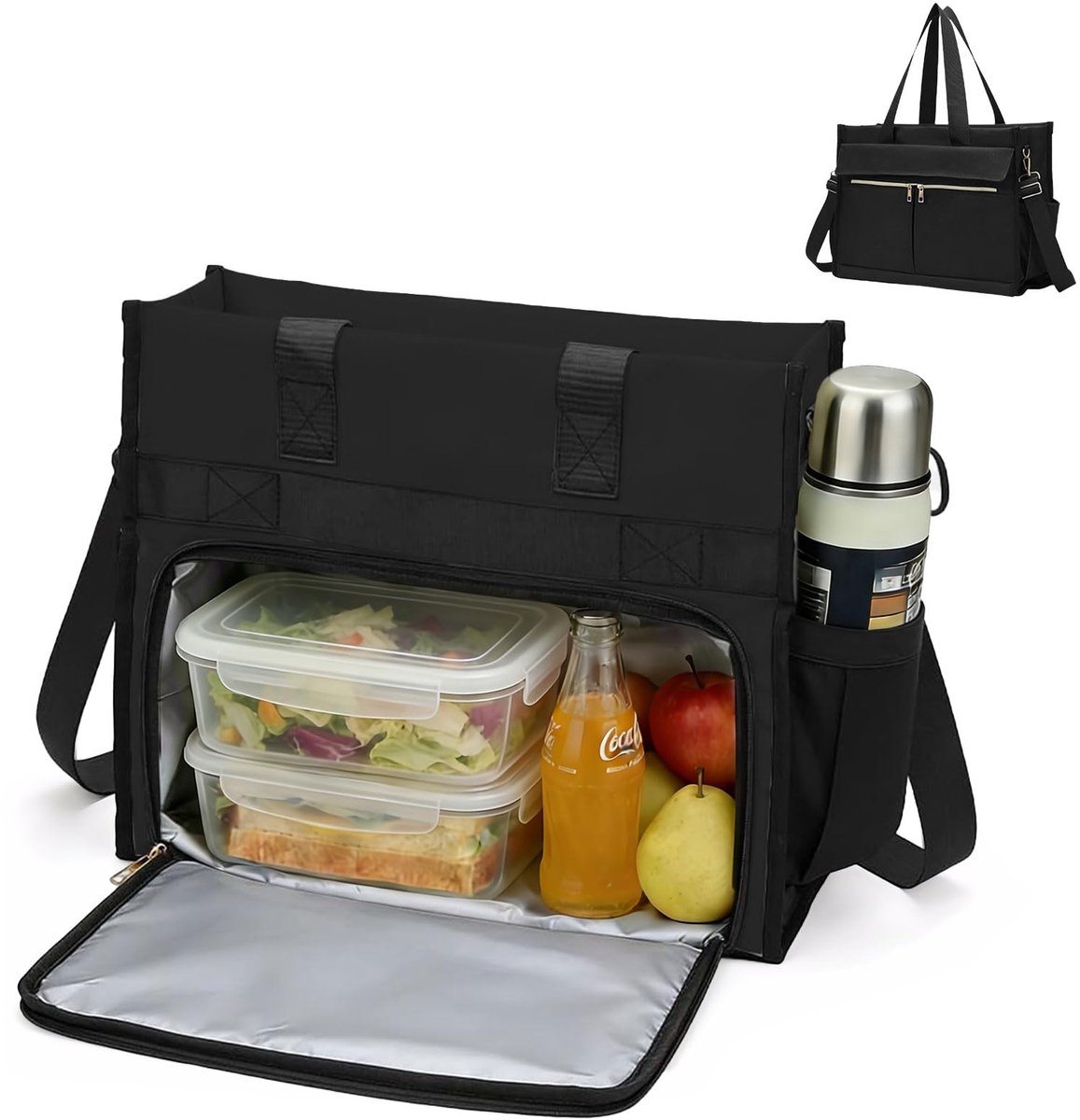 SnelShoppen - Lunchtas voor Vrouwen, Koeltas, Laptoptas 15,6", Verstelbare Schouderband, Weekendtas met Meerdere Vakken, Ideaal voor Werk, School, Pic