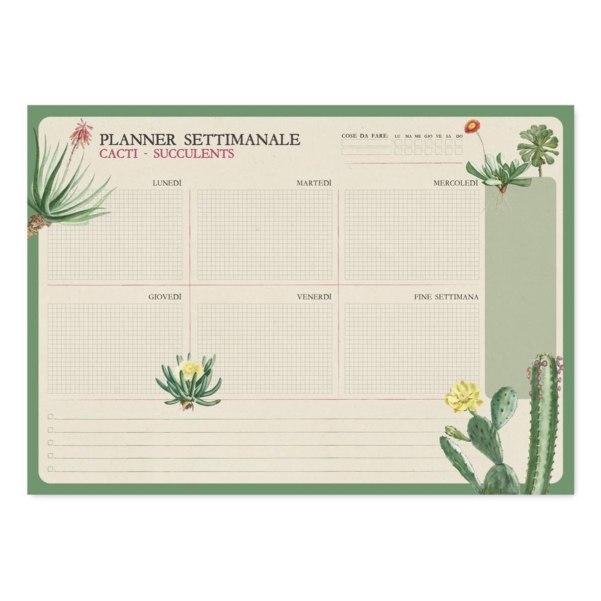 Grupo Erik - Botanical Cacti A4 Weekly In Italian Planner - Multicolours