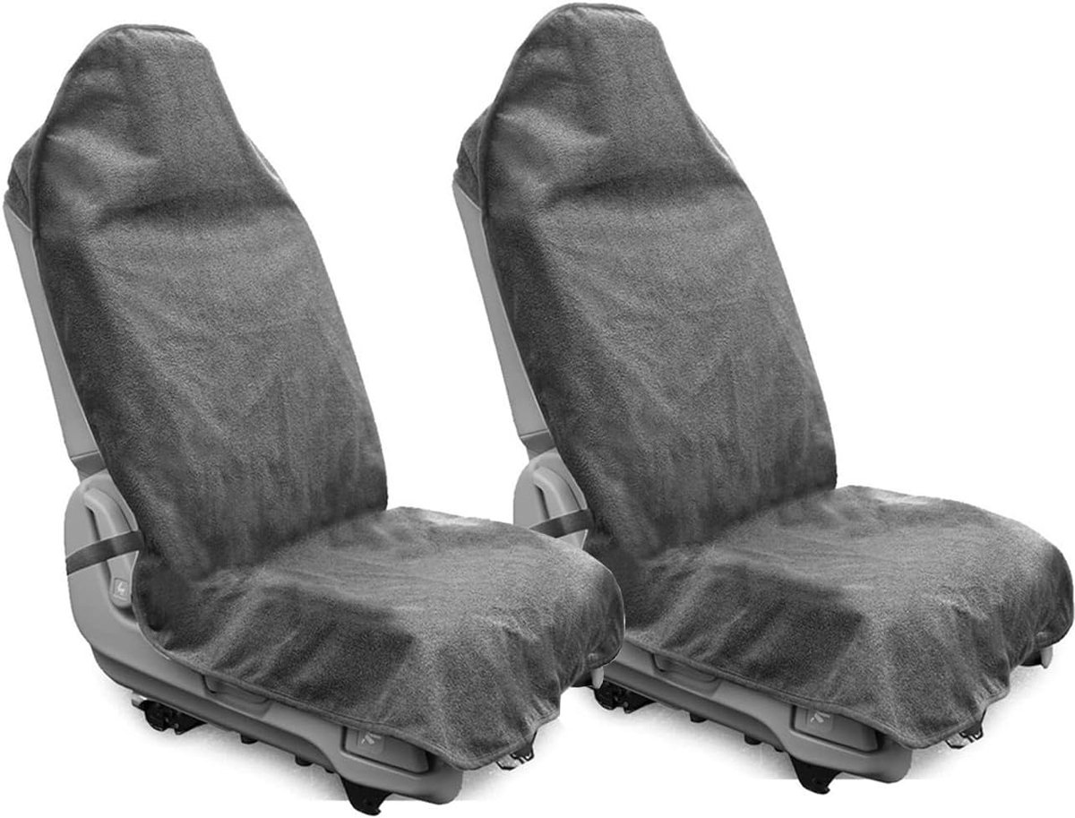 Stoelhoezen - Waterdichte Autostoelhoezen - Set van 2 - Zitkussens - Antislip - Universeel Passend - Beschermt tegen Zweet en Vocht - Voor Auto, SUV en Pick-up - Na Sport, Zwemmen en Strand - Machinewasbaar - Grijs