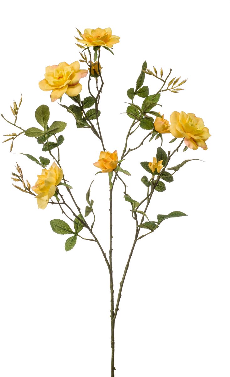 Emerald Kunstbloem Roos Loes 90cm geel - Kunstplant voor binnen