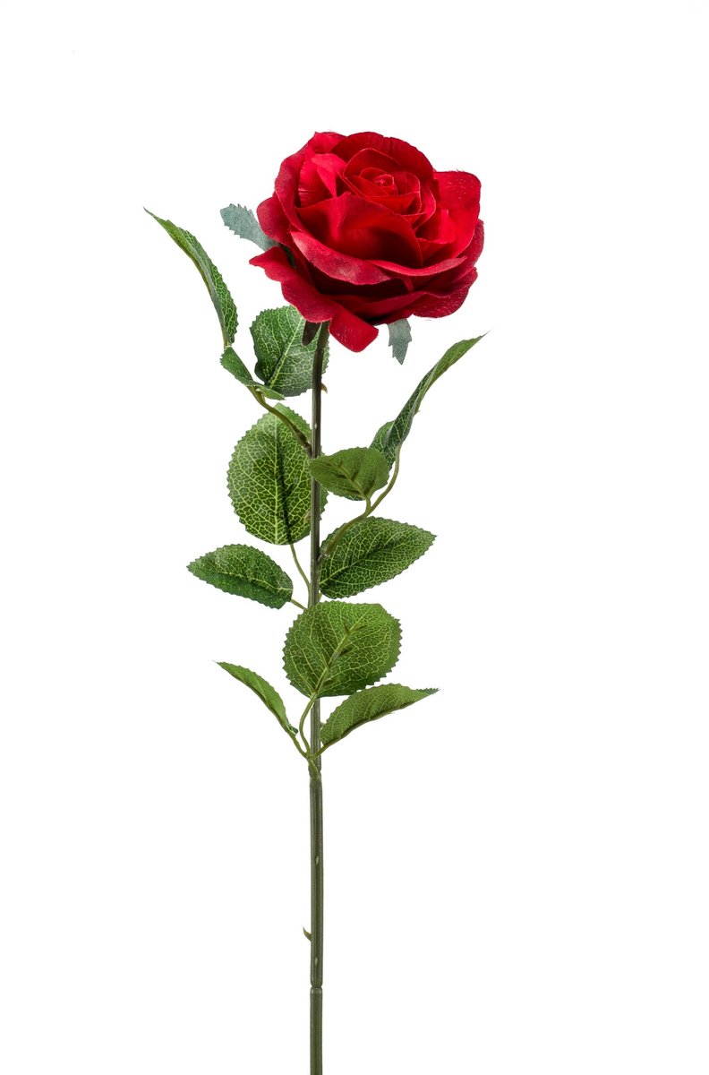 Emerald Kunstbloem Roos Marleen 63cm rood - Kunstplant voor binnen