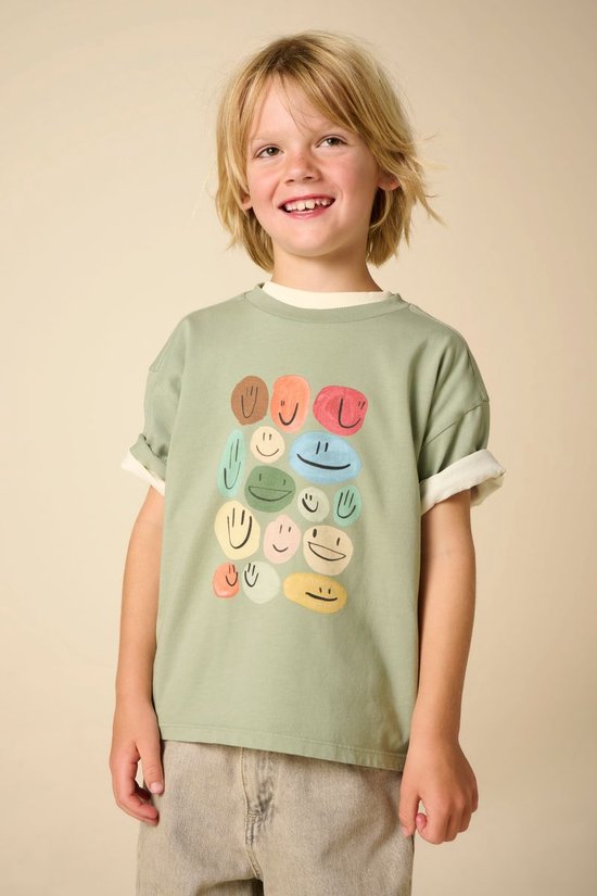Lichtgroen T-shirt Met Smileys