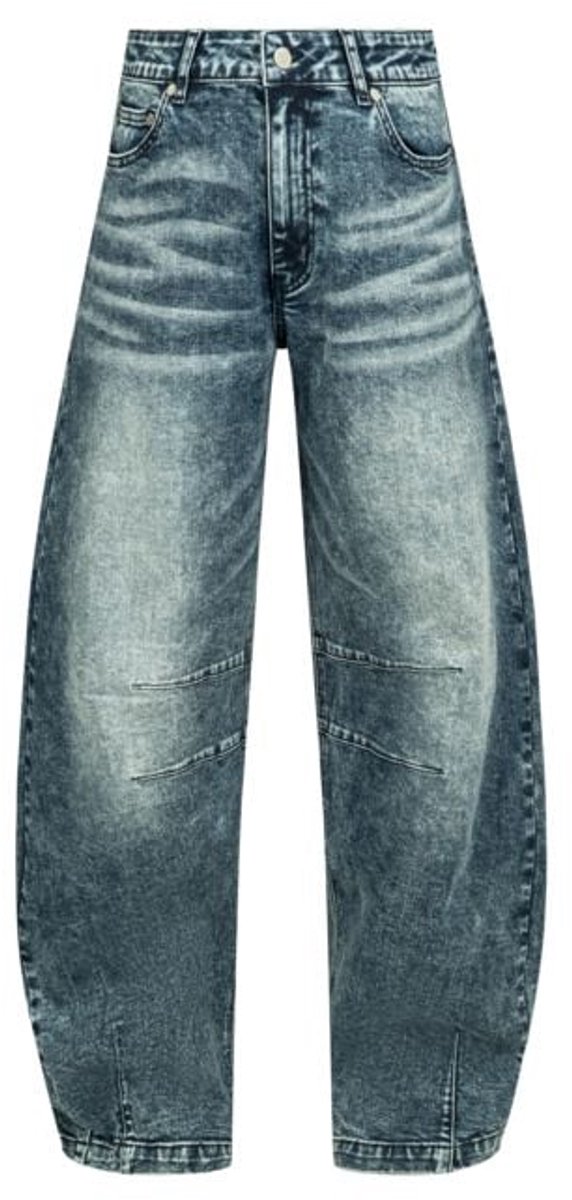 R.E.D. Rock-Engineered Design Blauwe jeans in barrel fit met borduursel en patch van imitatieleer - Dames - W30L30