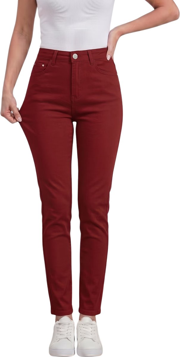 Currero Pantalon Dames Chino Golfbroek Nette Broek Met Elastische Tailleband Volwassenen Bordeauxrood