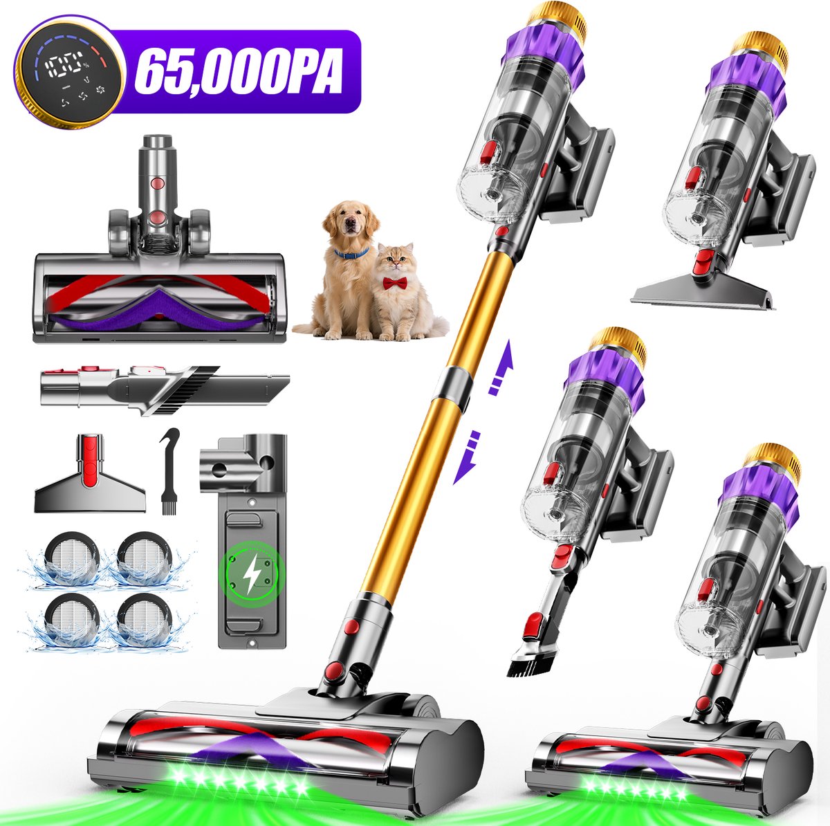 Elekiatech Draadloze Steelstofzuiger 70000Pa Goud - Suzhou AZA Clean Electric Technology Co., - €299,99