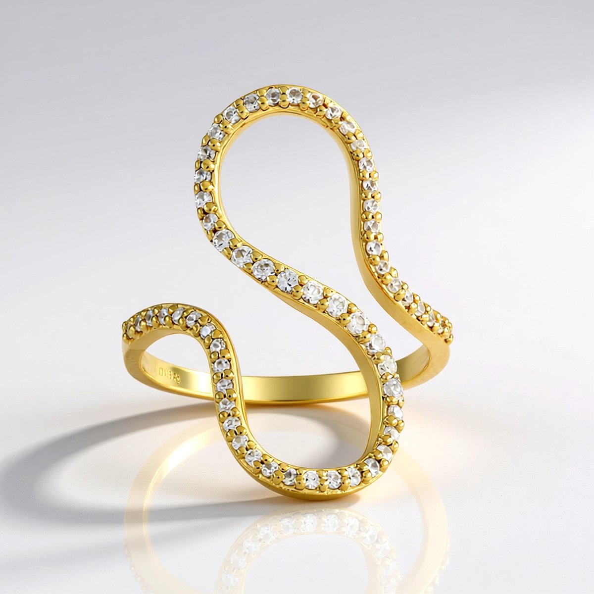 Cavill - Zilveren Ring Verguld 925 Sterlingzilver - Tanzanische Zirkonen 0,63 Ct - Golvend Pavé Design - Elegante Ring Dames