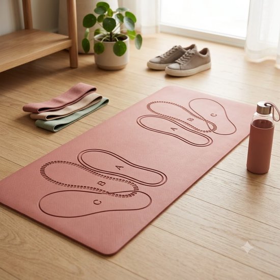 Roze Pilates mat fitness mat unisex antislip squat mat 0,6 cm dik voor yoga pilates squats lunges bilspier oefeningen thuis gym geweven oefenmat compact trainings mat functionele fitness apparatuur — afbeelding 3