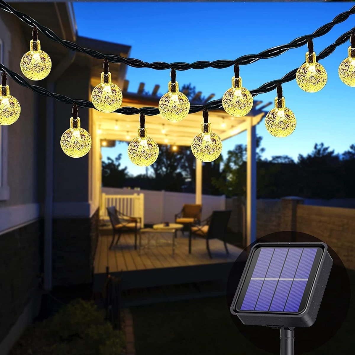 Lichtsnoer op zonne-energie 5 m - 30 leds - warmwit - voor sfeervolle buitenverlichting - ShopVlot
