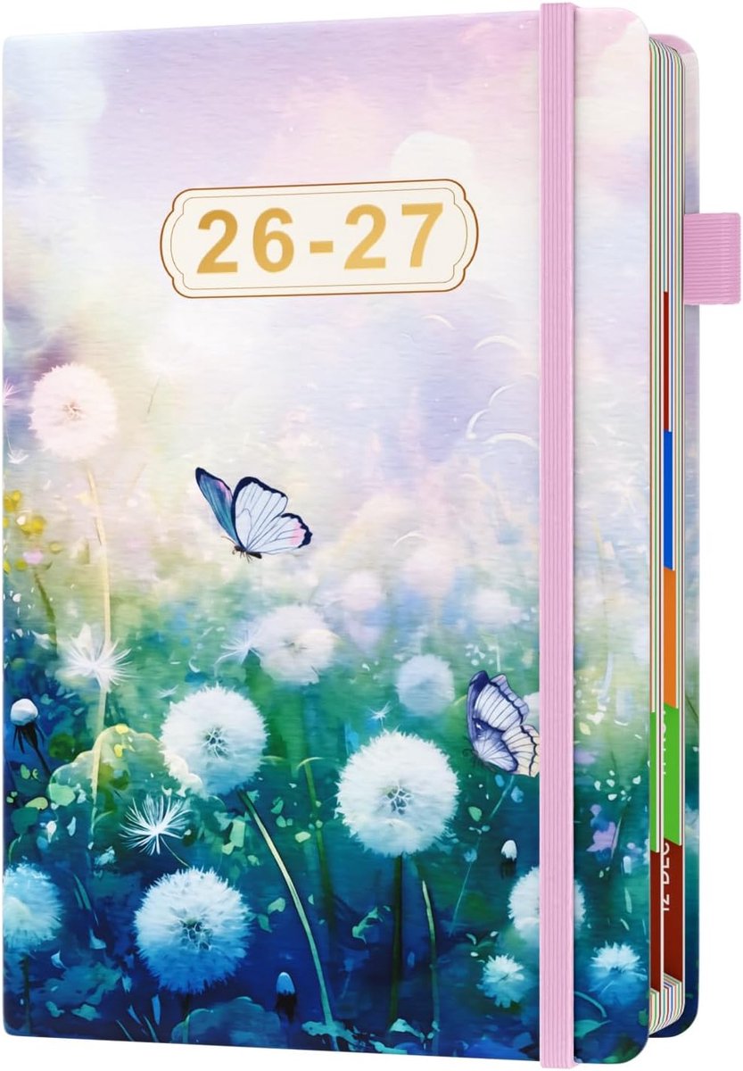 SnelShoppen - Academische Agenda 2026-2027 A5 Pagina per Dag, Juli 2026 - Juni 2027, 400 Pagina's, 2 Bladwijzers, Kleurrijke Tabbladen, 80 g/m² Papier