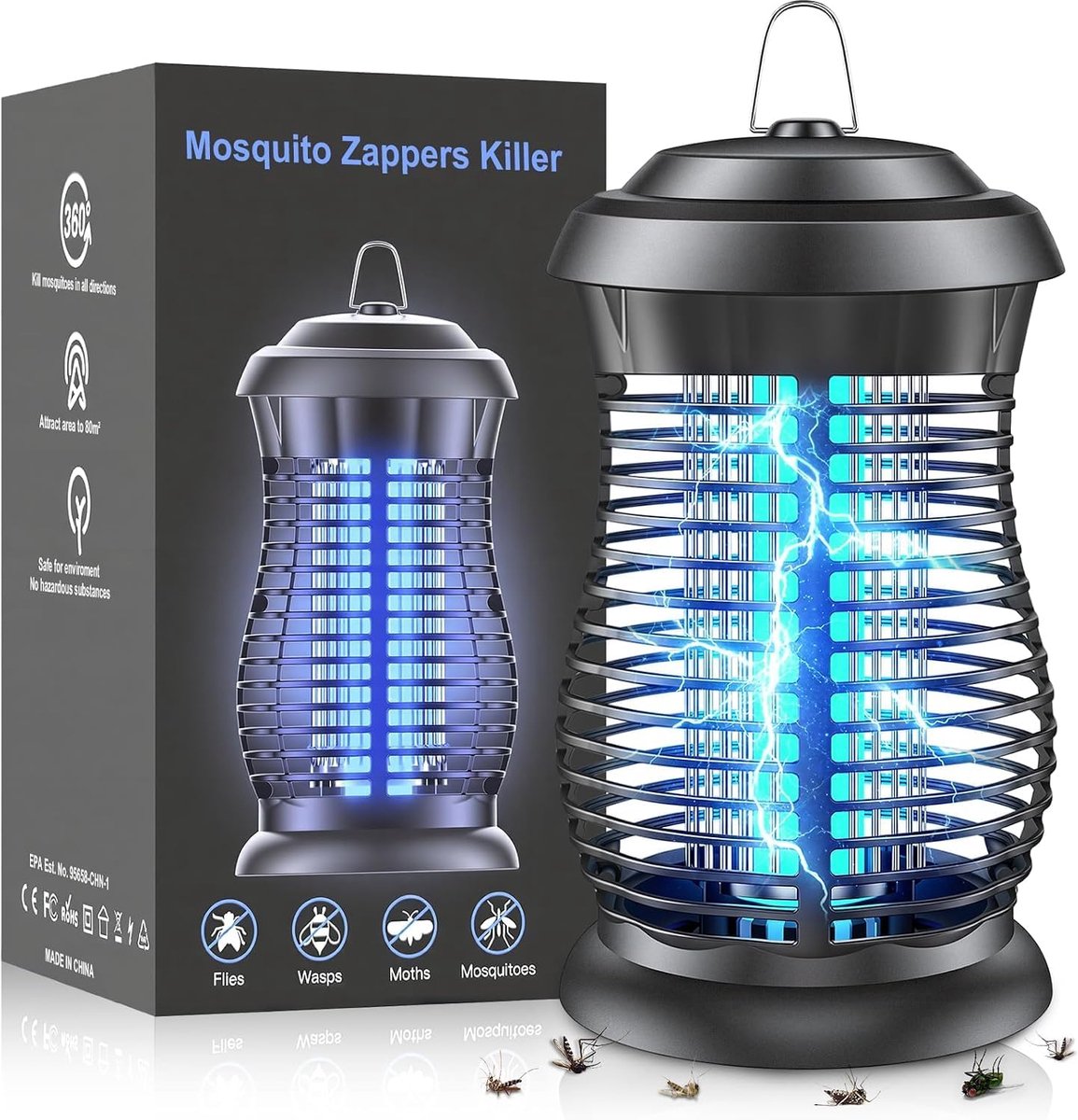 SnelShoppen - Muggenlamp 4200 V, 20 W UV, Elektrische Muggenbestrijding voor Binnen en Buiten, Waterdicht IPX4, Ideaal voor Tuin, Terras en Huis