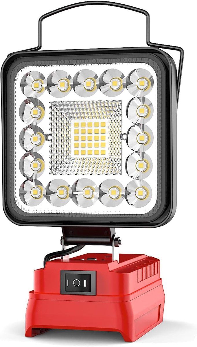 SnelShoppen - Acculamp 48W 4800LM LED Werklamp voor AH 18V Accu - 41 High Brightness Led Lampkralen - 150° Groothoekverlichting voor Werk, Camping, Tu