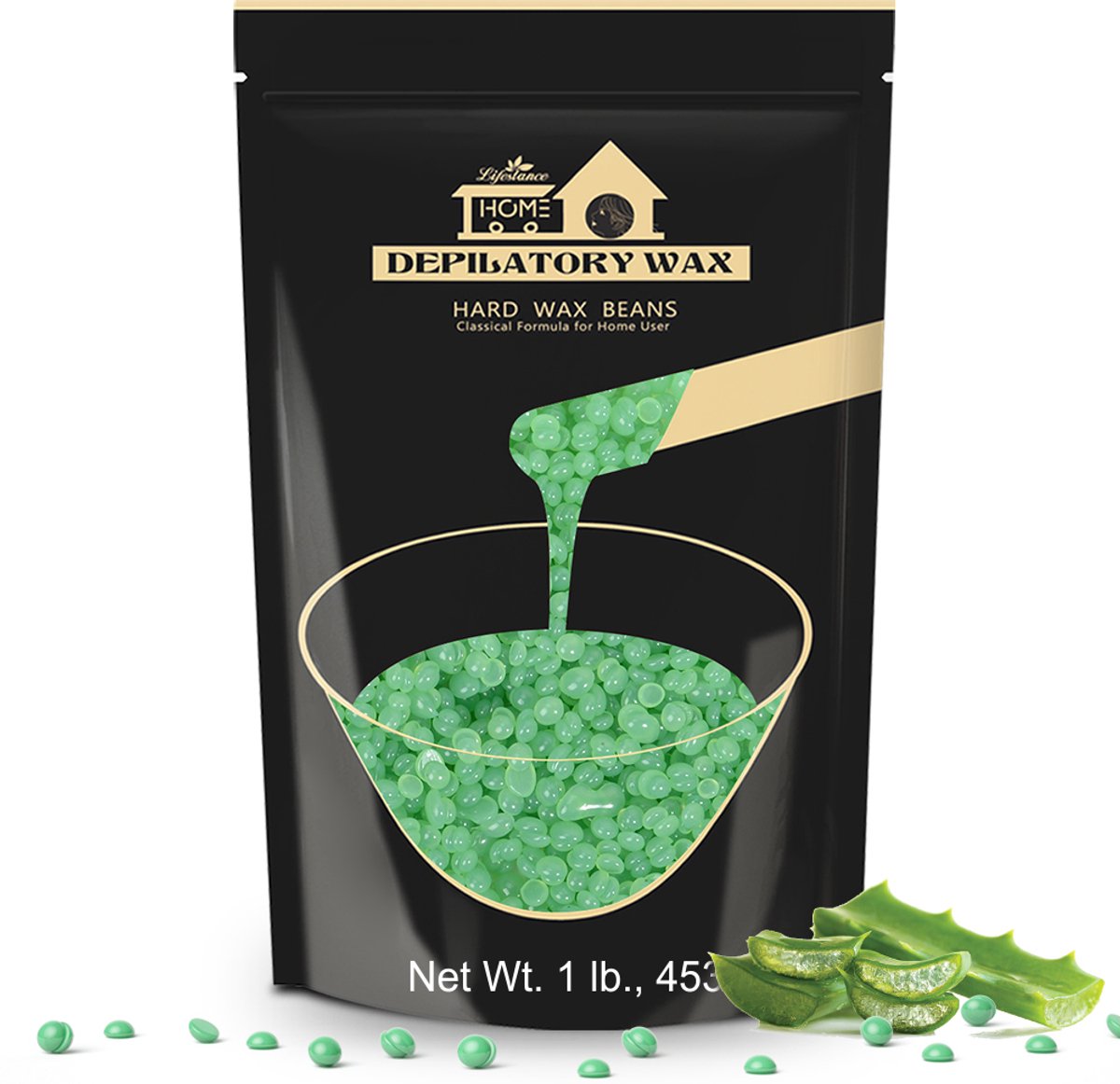 Lifestance Hard Wax Beans Aloe Vera - Wax Korrels & Wax Parels 453g - Professionele Ontharingswax Zonder Strips - Voor Gezicht, Benen, Oksels & Bikinilijn