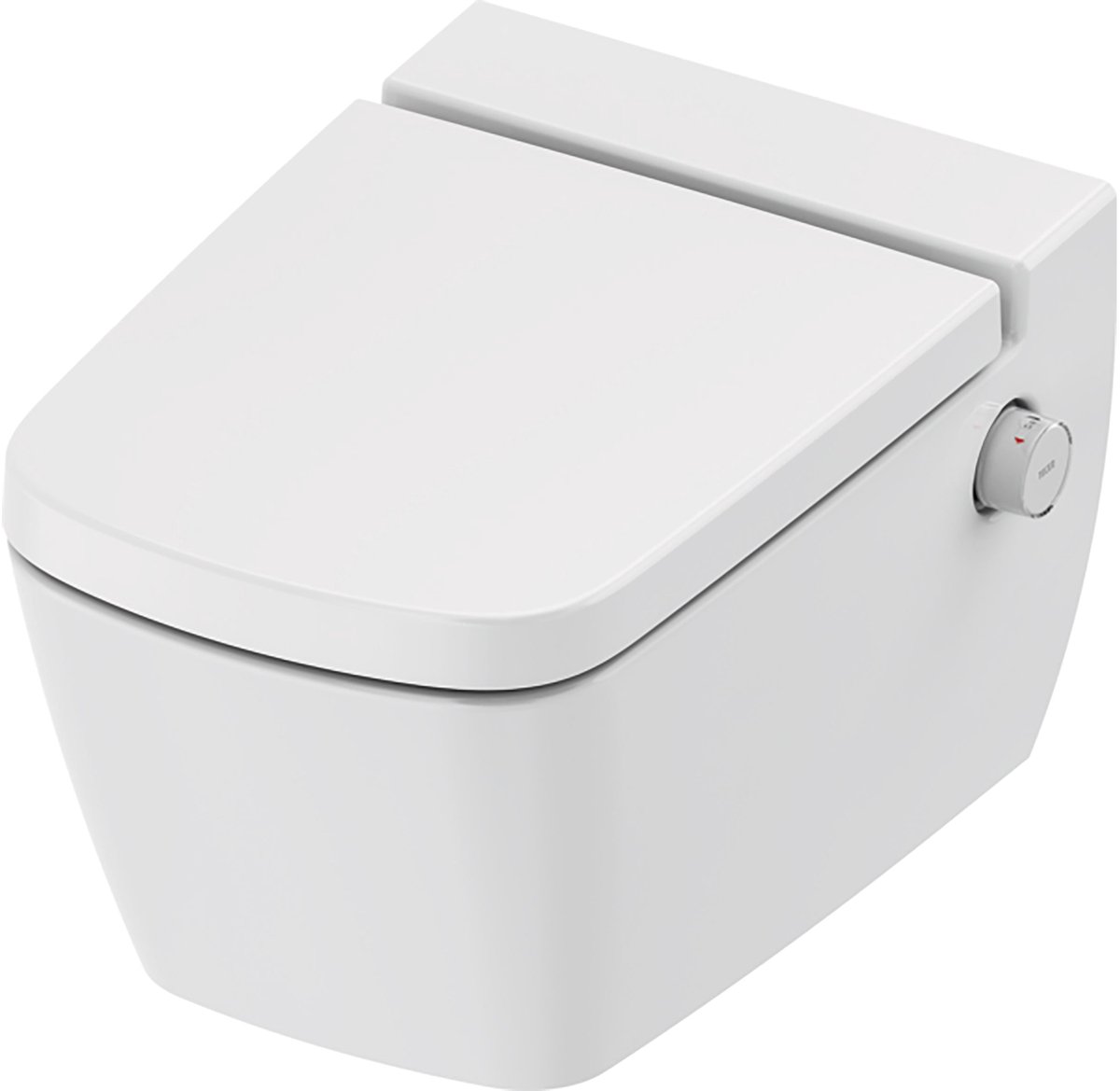 Teceneo hangtoilet met bidet, met bidetkraan, warm en koud water, met zitting, 54 cm – Glanzend wit