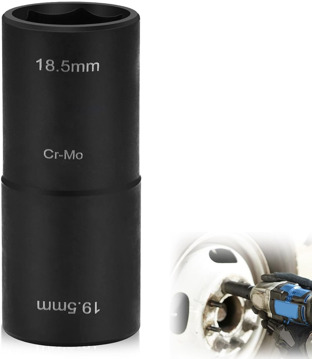 Dopmoeren 18.5mm x 19.5mm, Slagmoersleutel CR-MO 1/2 Inch Aandrijving Dubbelkop Wieldop Sleutel Geschikt voor Ford en Land Rover voor Bevestigen of Verwijderen van Wieldopmoeren