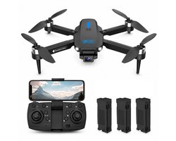 SefSay E88 Max Drone - Drone met dubbele HD camera - Borstelloze motoren - 3 batterijen en een opbergtas - Geschikt voor kinderen en volwassenen