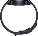 Zijkant van een zwarte Samsung Galaxy Watch9 smartwatch met een digitale band.