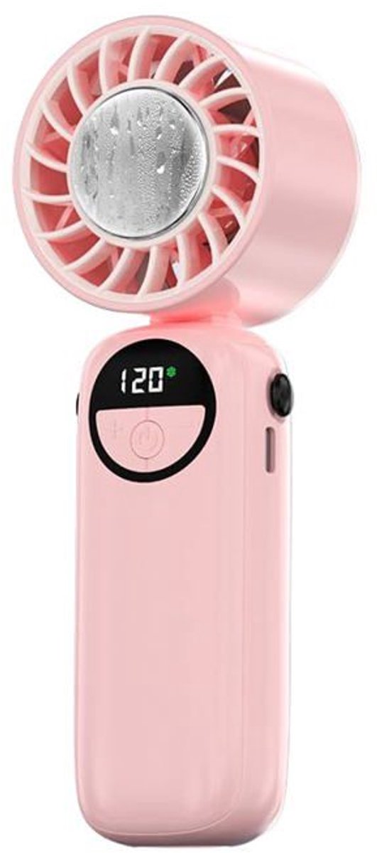 Draagbare turboventilator – 5 hoge snelheidsstanden, oplaadbare mini-handventilator van 4000 mAh met blaasfunctie.