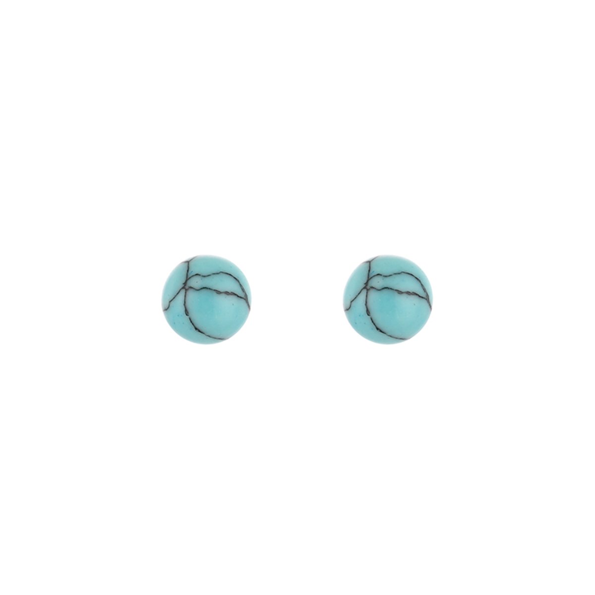 Stainless Steel Bead Stud Earrings – Luxe Minimalistische Kraal Oorknopjes – RVS - Turquoise