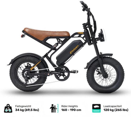 M16 Elektrische Fiets-16 x 4.0 Inch Fatbike Banden - 48v 13.5 Ah - 250w Motor - Actieadius 50 km-Dubbele schijfremmen — afbeelding 3