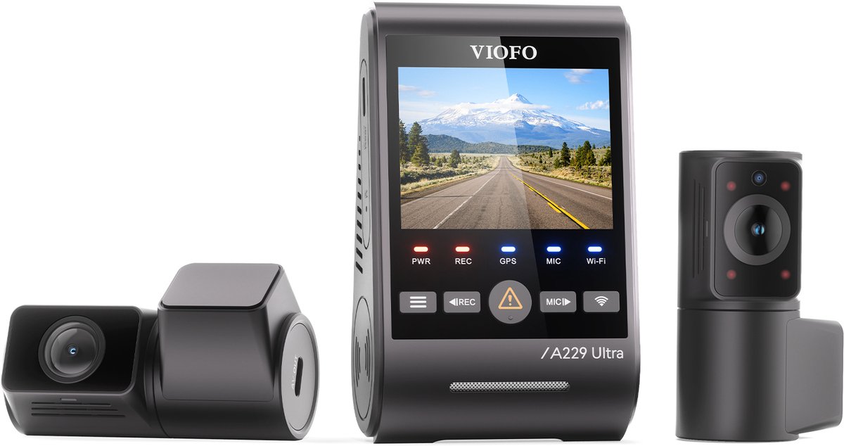 VIOFO A229 Ultra 3CH - 4K Dashcam - 3 Kanaals Opname - Sony STARVIS 2 - Wifi, GPS & Parkeerstand