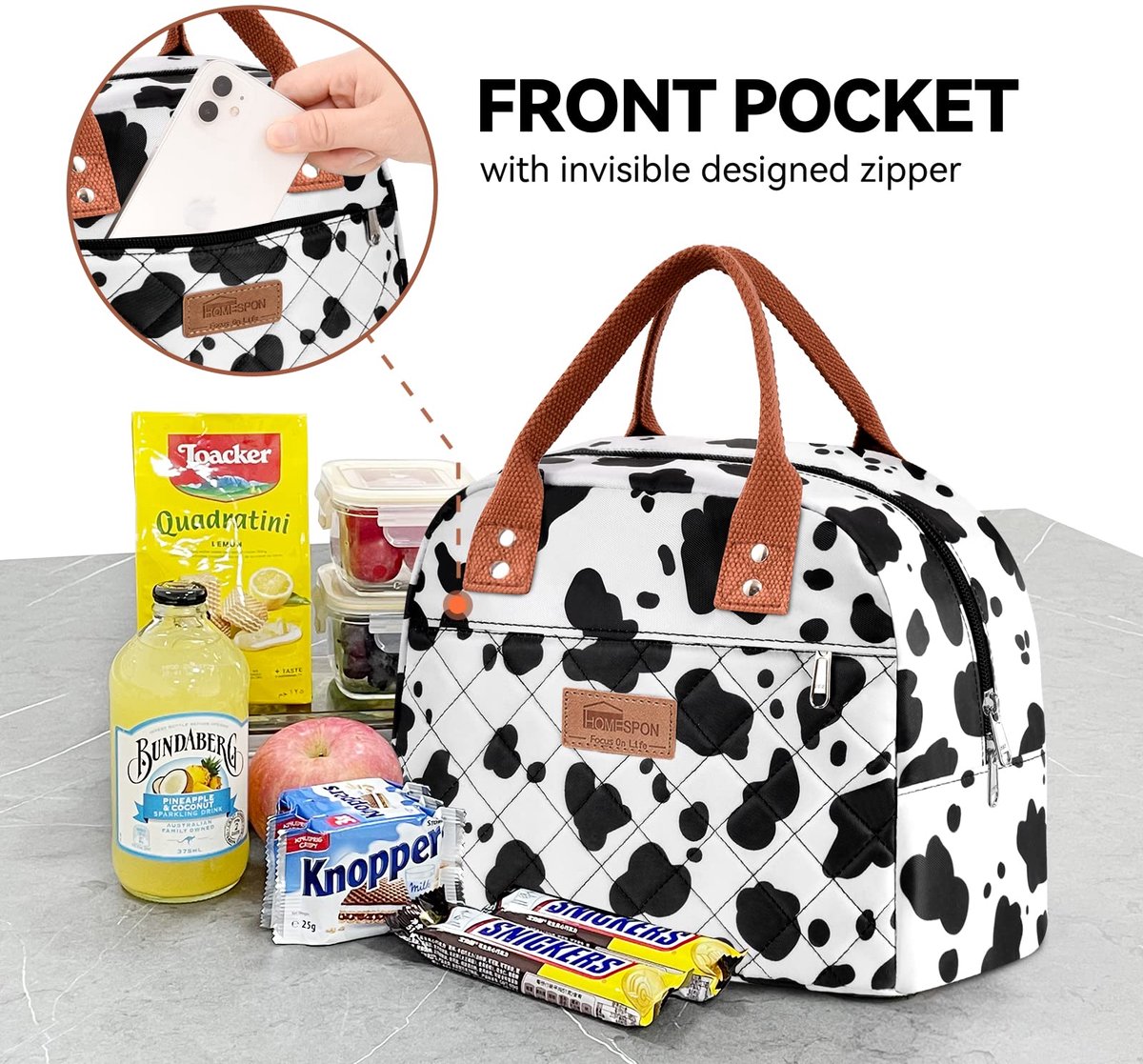 SnelShoppen - Geïsoleerde Lunchtas voor Dames & Heren - Zwarte Koeltas Lunchbox voor School, Picknick, Reizen - Draagtassen voor Werk en Vrije Tijd