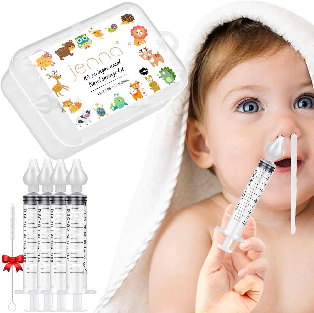 Nasaalsysteem voor baby's - set van 4 borstels - silicone tips - effectieve neusreiniging - ShopVlot