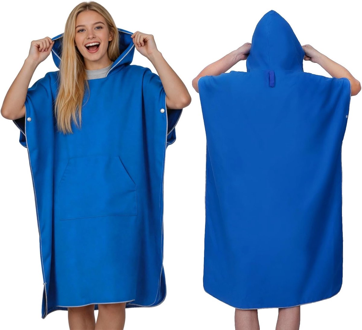 SnelShoppen - Surf Poncho Microfibre Volwassen Bad Poncho Handdoek met Kap Sneldrogend Lichtgewicht Compact Nappy Badjas Strandhanddoek voor Surfen Zw