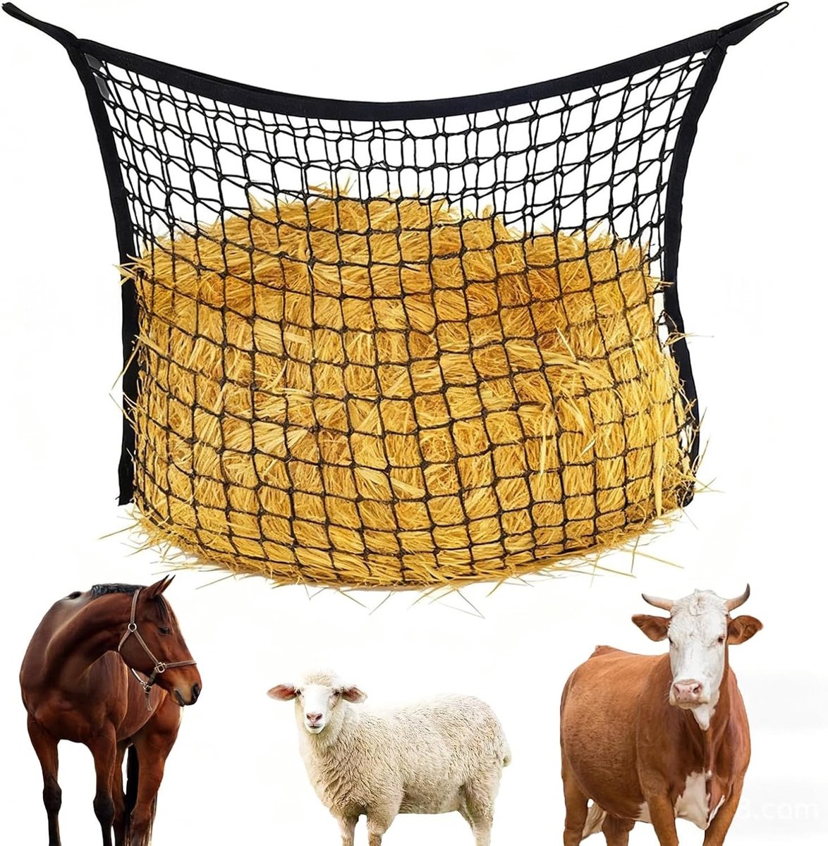 Trage Voederzak voor Paarden en Geiten, 120 x 90 cm, Fijn Gaas, Ideaal voor Hooi en Voeding