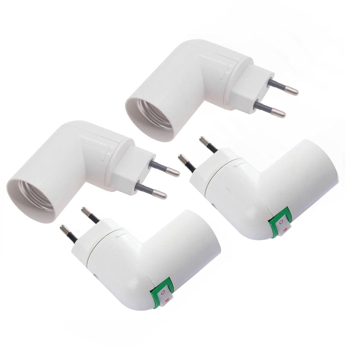SnelShoppen - E27 Fitting met Schakelaar, 360° Verstelbare Lampenhouder, Plug-in EU Adapter, Set van 4 voor Keuken, Wandlampen en Meer