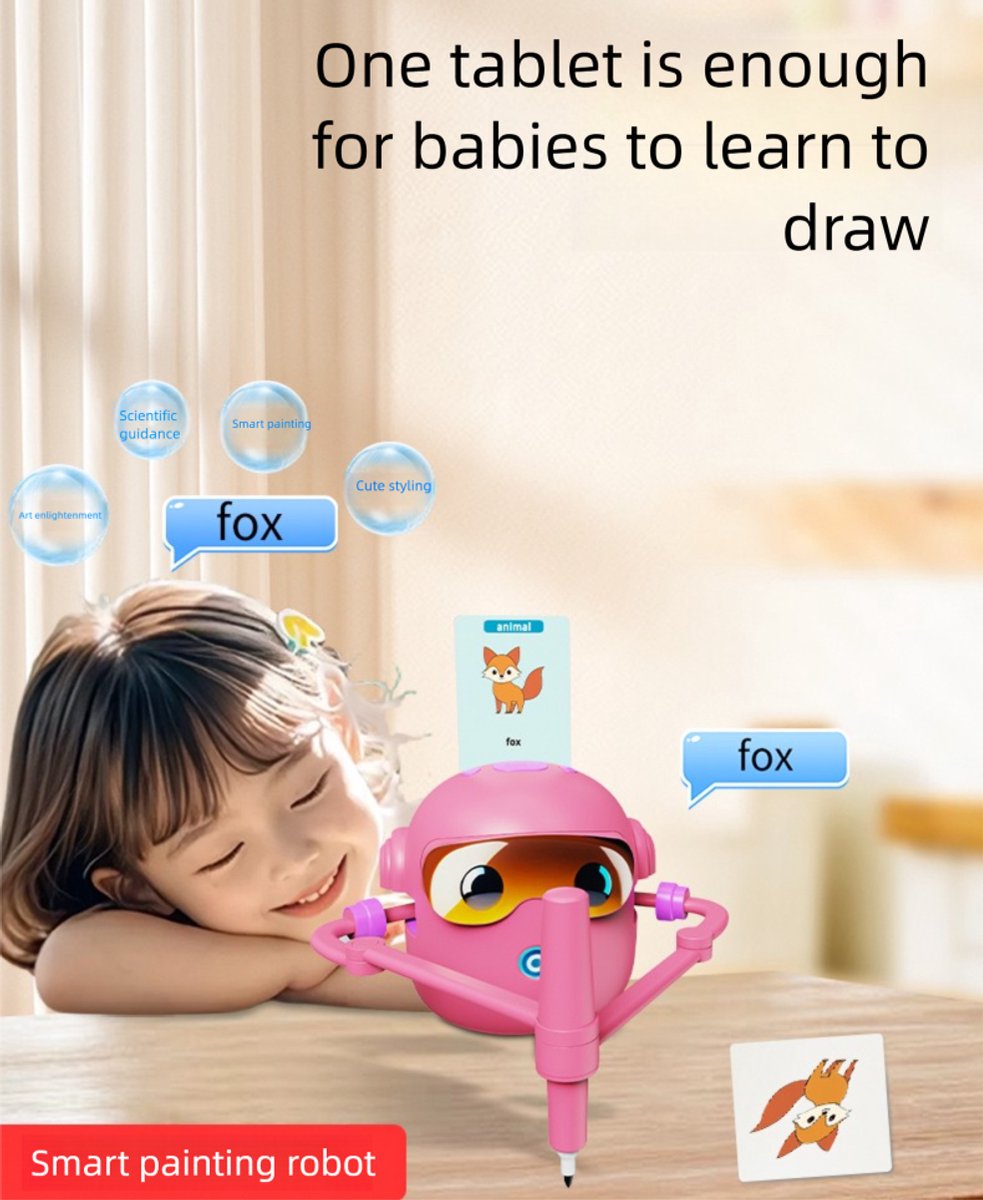 Joyage Teken robot voor kinderen - Tekenrobot Roze - Leren Tekenen voor kinderen Montessori Speelgoed - Educatief Speelgoed meisjes 3 4 5 6 7 8 jaar - Stap voor stap tekenen kinderen - Robot Speelgoed Motoriek Speelgoed - Jongens & meisjes speelgoed — afbeelding 2