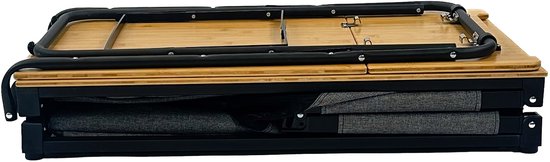 EveBase Flex Deluxe - Campingkeuken - Inklapbare Campingkast met Windscherm/Wasbak/Zijblad - Bamboe - Grijs/Zwart — afbeelding 2