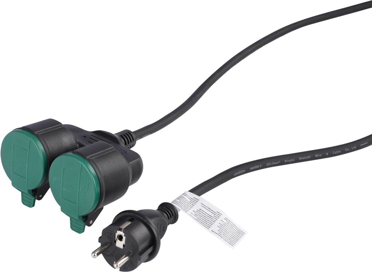 Verlengkabel 2|voudig Randaarde IP44 3 x 1,5 mm² 5 Meter | Per Stuk