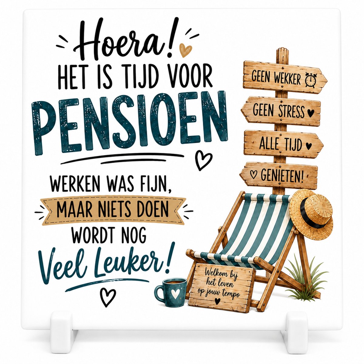 Keramiek tegel pensioen met Houder origineel cadeau voor pensioen