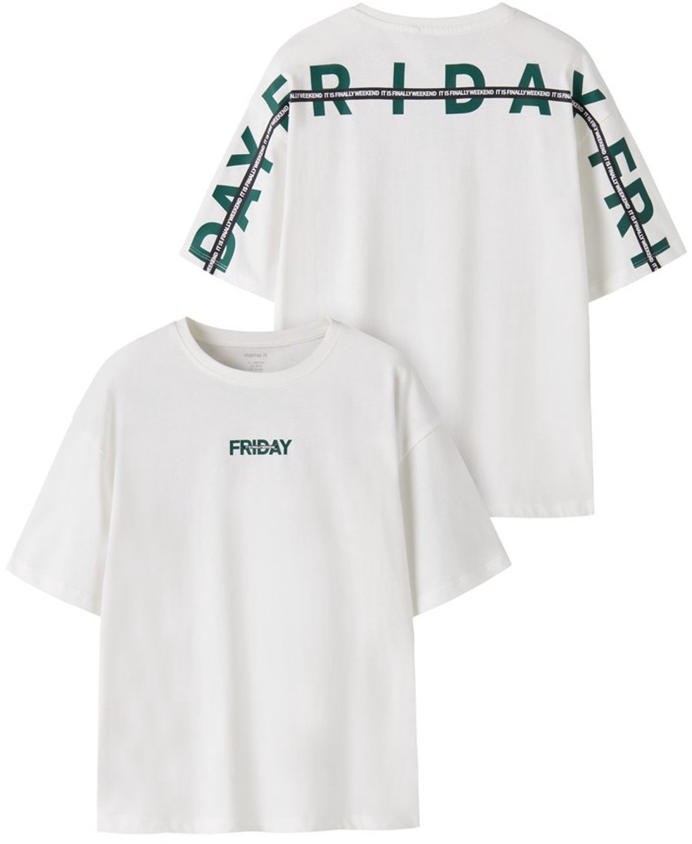 Name it t-shirt jongens - ecru - NKMlando - Maat 122/128