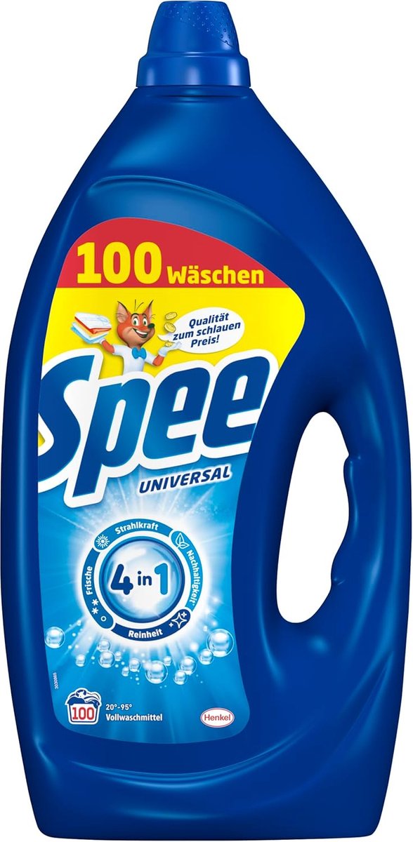 Spee Universeel Vloeibaar Wasmiddel Gel – 4,5 Liter – 100 Wasbeurten – Krachtige Reiniging