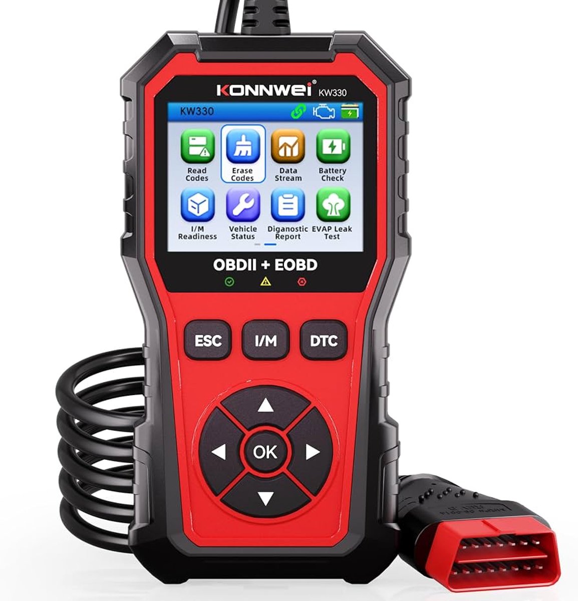 Konnwei KW330 OBD2-scanner – 2,8 inch kleurenscherm – USB update en print