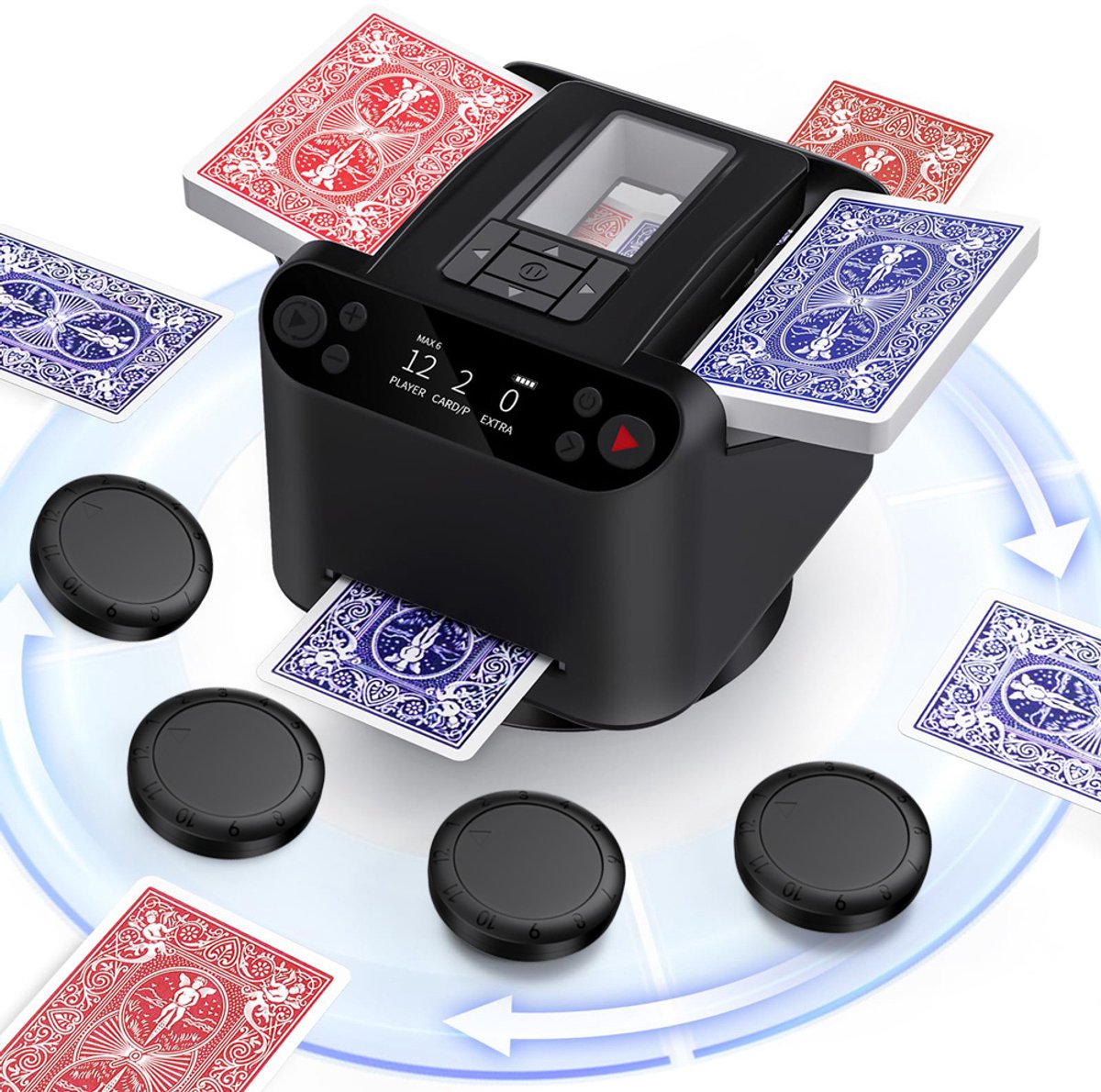Automatische Kaartenschudmachine En Dealer Met 360° Rotatie - USB-C Oplaadbaar 5200 mAh Instelbare Instellingen Stille Werking - Perfect Voor Poker En Uno