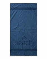 LINNICK Strandlaken Velours Katoen Happy Beach 100x200cm - dark blue - Strandlaken Groot - Strandlaken 100x200 - Strandlaken Katoen - Strandlaken Beach