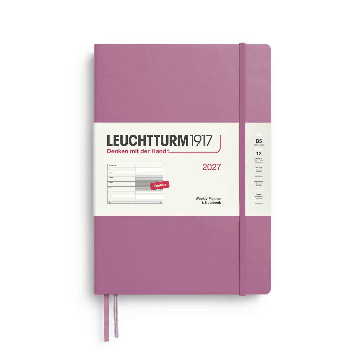 Leuchtturm1917 - 2027 - Weekly Planner & Notebook - B5 Composition 18x25cm - dusty rose - hardcover