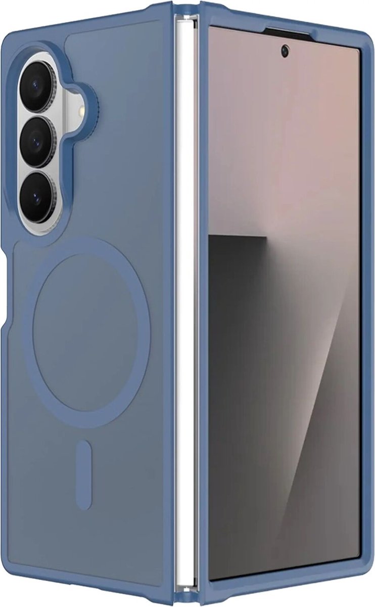Hoesje voor Samsung Galaxy Z Fold 8 Ultra – Hybrid Back Cover - Compatible met MagSafe – Schokabsorberend TPU & Hard PC – Matte Semi Transparante Beschermhoes Blauw