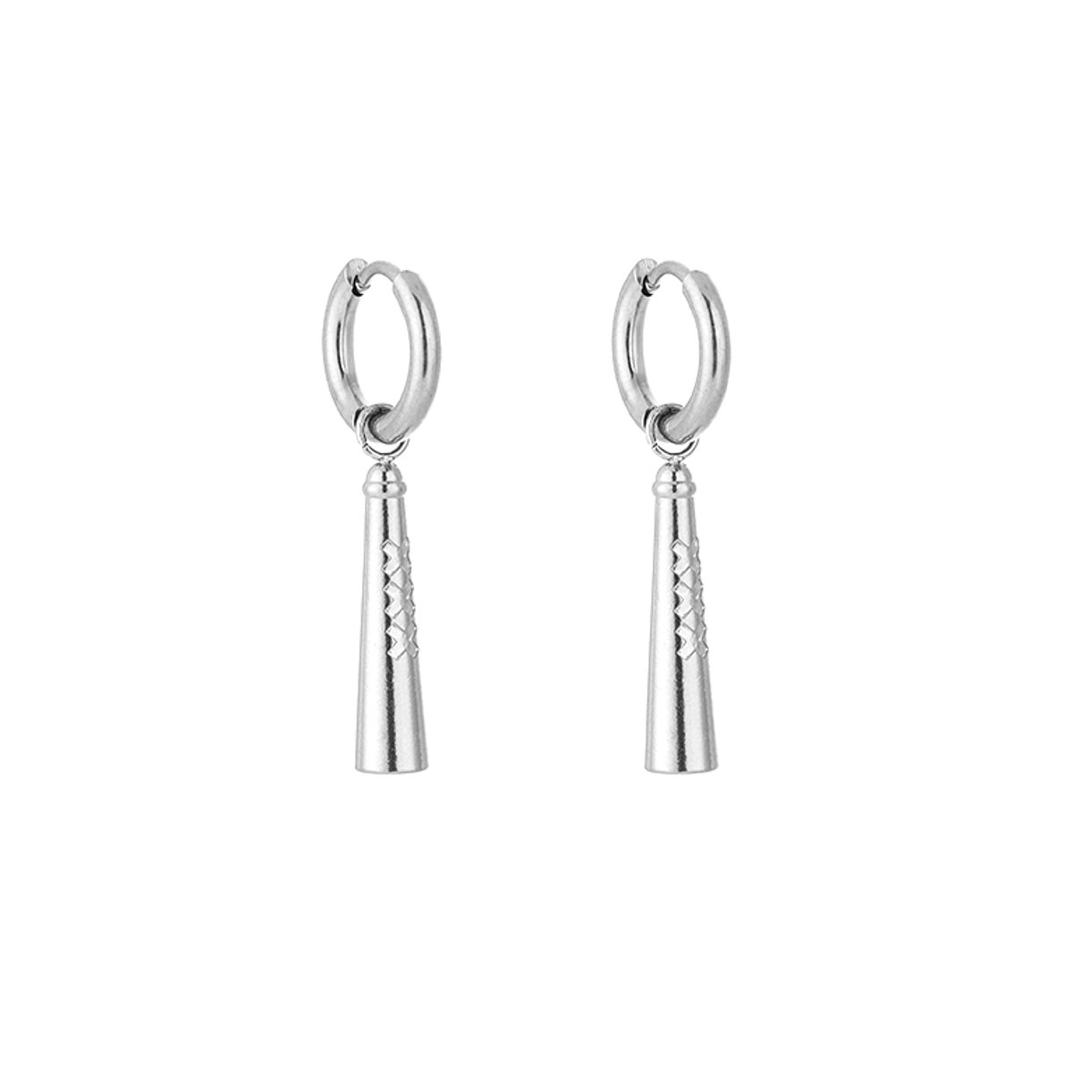 Stainless Steel Amsterdammertje Charm Huggie Hoops – Luxe Amsterdammertje Oorringen – RVS - Zilver